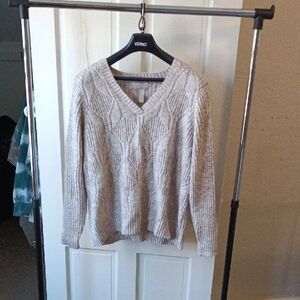 St. John's Bay Women's V-Neck Sweater in Cream